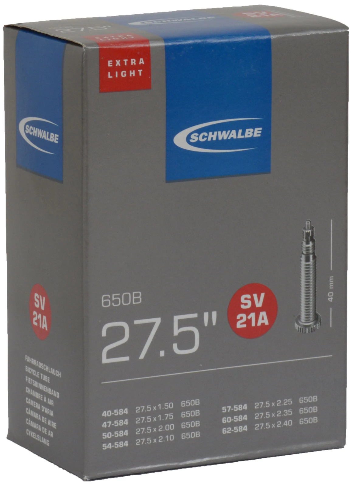 Schwalbe Chambre à Air SV 21A ExtraLight Pour 27,5 3 Schwalbe Chambre à Air SV 21A ExtraLight Pour 27,5