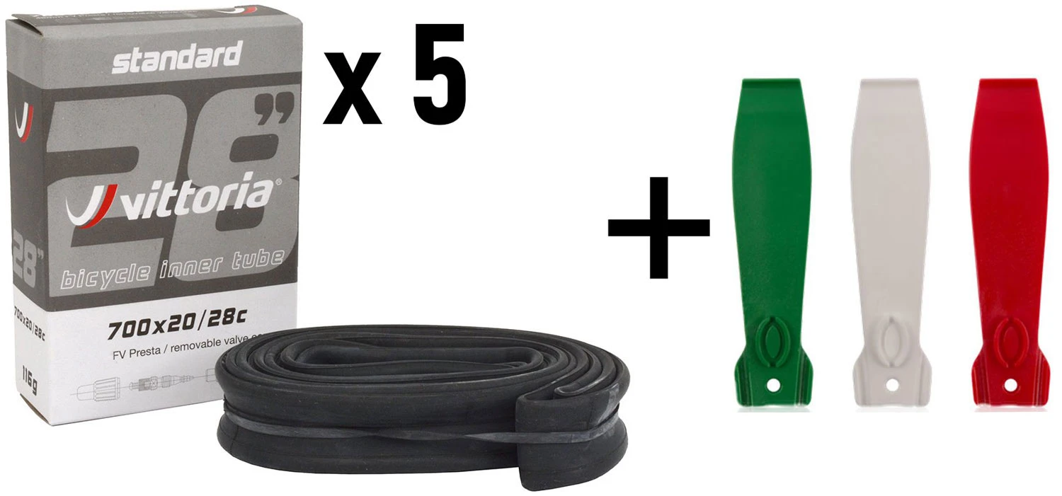 Vittoria Standard 60mm SV 5er Set + Démonte-pneu (3 Pièces) 3 Vittoria Standard 60mm SV 5er Set + Démonte-pneu (3 Pièces)